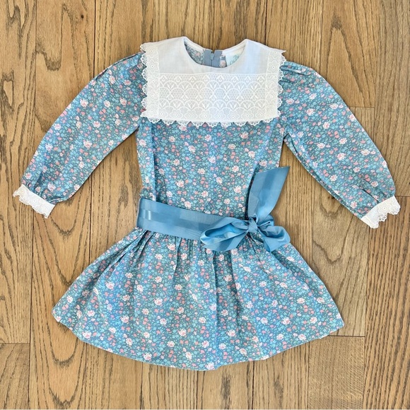 The Children’s Hour by Jan Brigg’s Vintage Blue Ditsy Floral Dress Size 4T - Picture 1 of 15